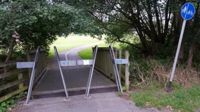 Picture of an A frame on a cycle path
